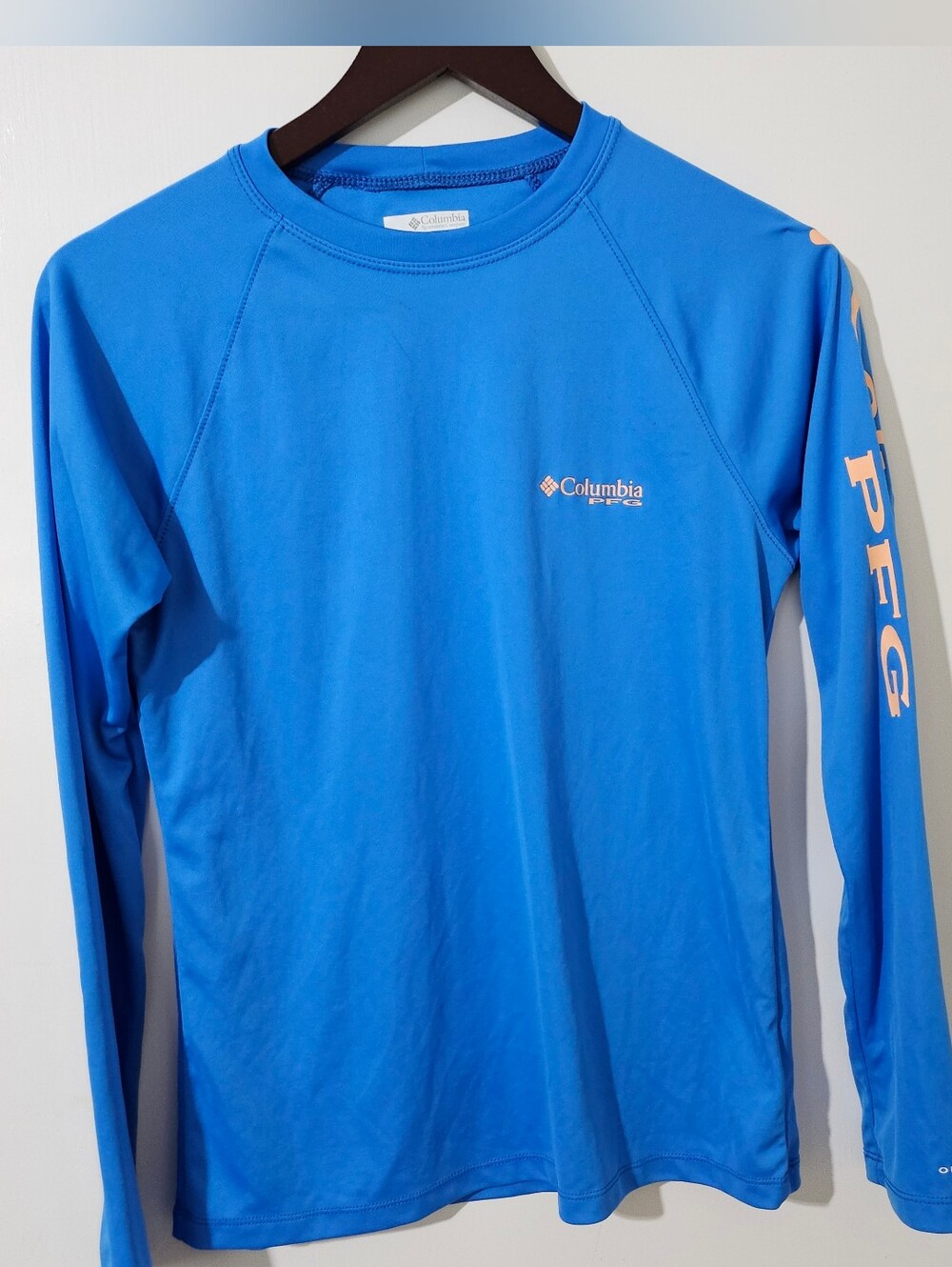 Columbia Women Long Sleeve Performance Blue Shirt Rash Guard SMALL